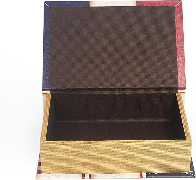 PACOLO Decorative Book Boxes, Faux Wood cover Storage for Hidden Jewelry, Money, and Cash (Land of the Free)
