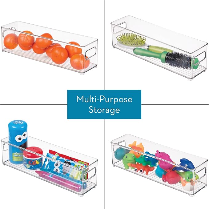 iDesign Stackable Fridge Bin, Set of 6, Clear | Kitchen Storage Bin, For Pantry, Cabinets, or Fridge