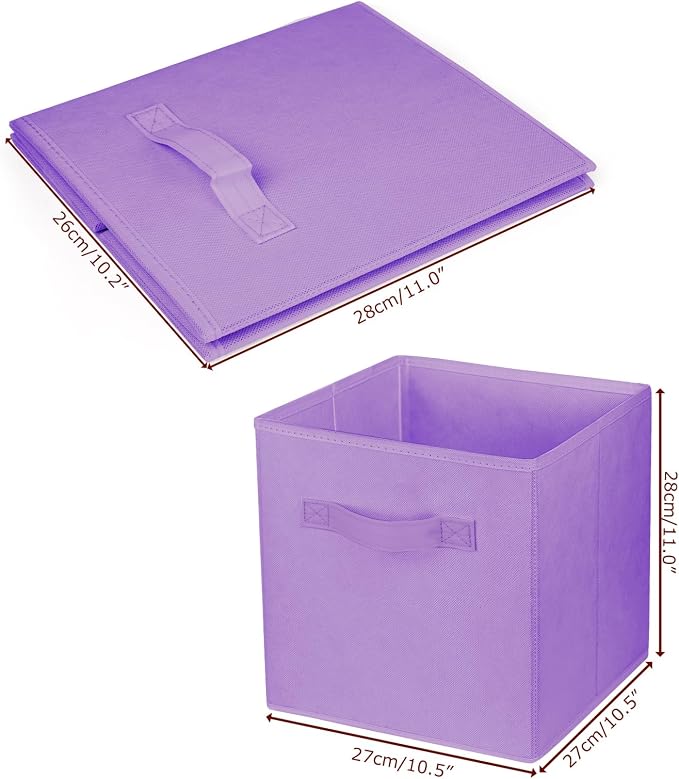 3 Pcs Storage Cubes, 10.5 Inch Collapsible Storage Bins, Fabric Foldable Bins for Organization, Durable Storage Bins for Closet, Shelves, Offices (Light Purple)