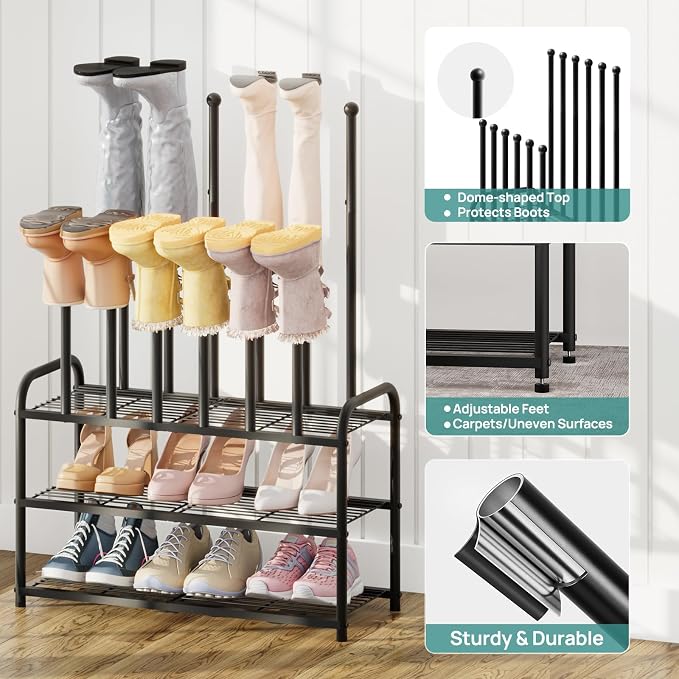 viewcare Tall Boot Rack, Boot Rack Organizer, Tall Boots with Shoe Rack for Closet, Shoe Shelf Storage Organizer for Entryway Space