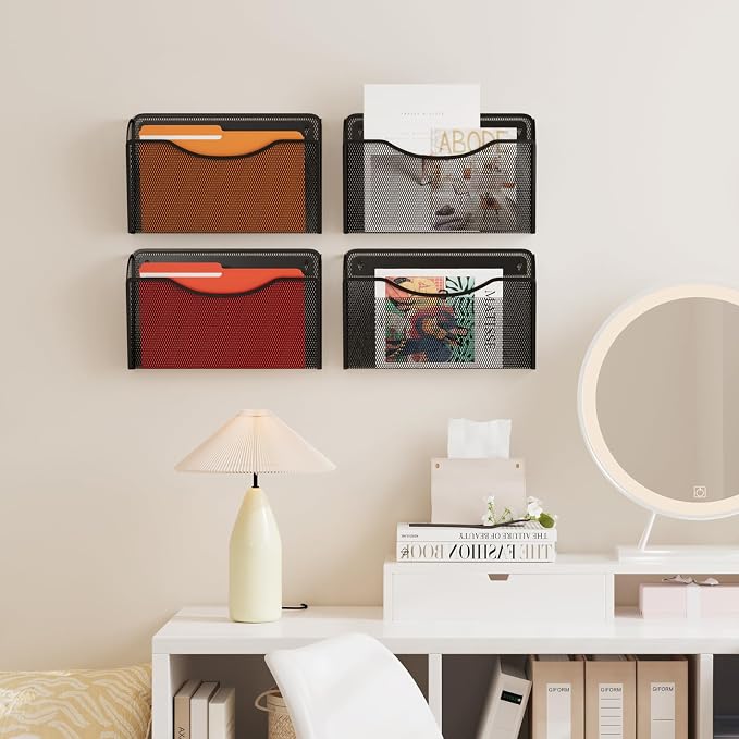 MINDEPOT Wall File Organizer,Hanging Wall Mounted File Folder Holder Mail Organizer for Office,Home and School Supplies