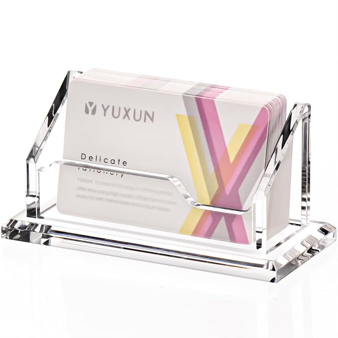 HEZONG Business Card Holder, Clear Acrylic Business Card Display Stand for Desk -1 Slot Horizontal Placement 1 Pack (1 slot-H)