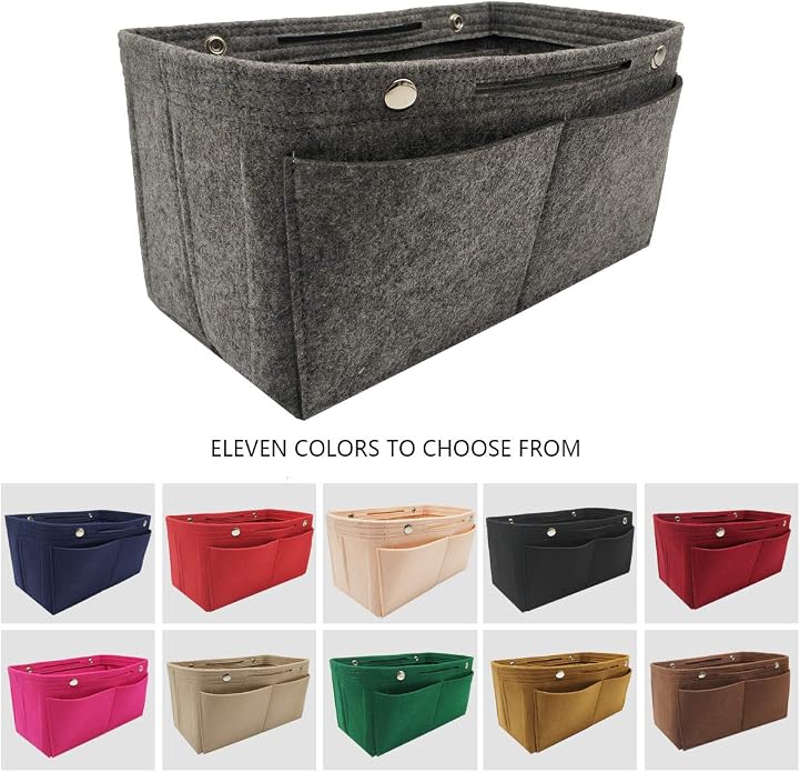 LEXSION Felt Purse Organizer Insert Multi Pocket Bag Organizer Shaper | zipper bag, tote shaper, multi pocket bag, handbag shaper, various sizes