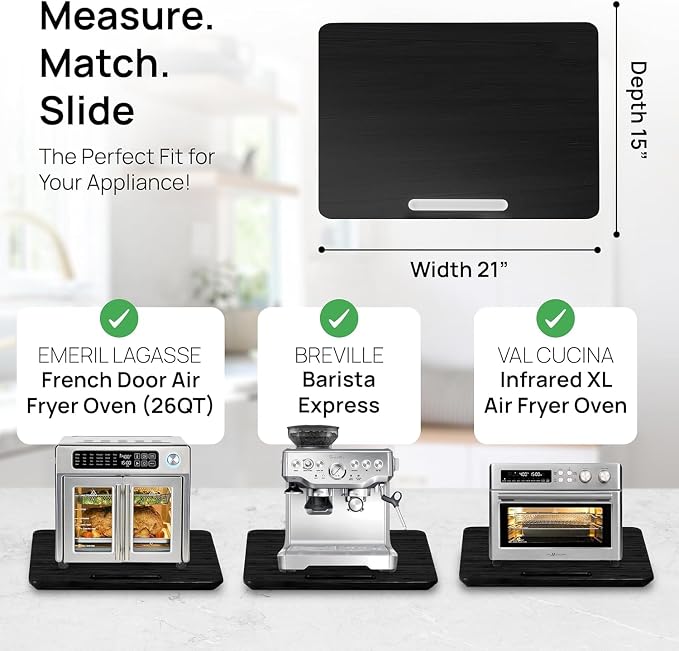 Ibyx Elegant Appliance Slider - Sliding Tray for Coffee Maker & Heavy Kitchen Appliances, Easy Slide, Made of Premium Bamboo, Space-Saving Kitchen Organizer, 40 lb Capacity, Black - 21 x 15 Inch