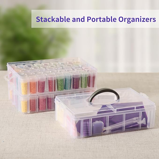 QUEFE Diamond Painting Storage Container 3 Tier 100 Slots Bead Organizer