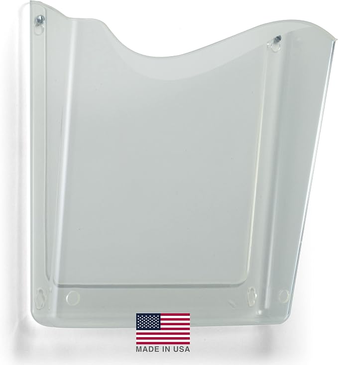 Officemate Vertical Wall File, Letter Size, Durable Unbreakable Plastic Organizer, Mountable Wall or Partition File Holder, Clear (21674) (Pack of 12)