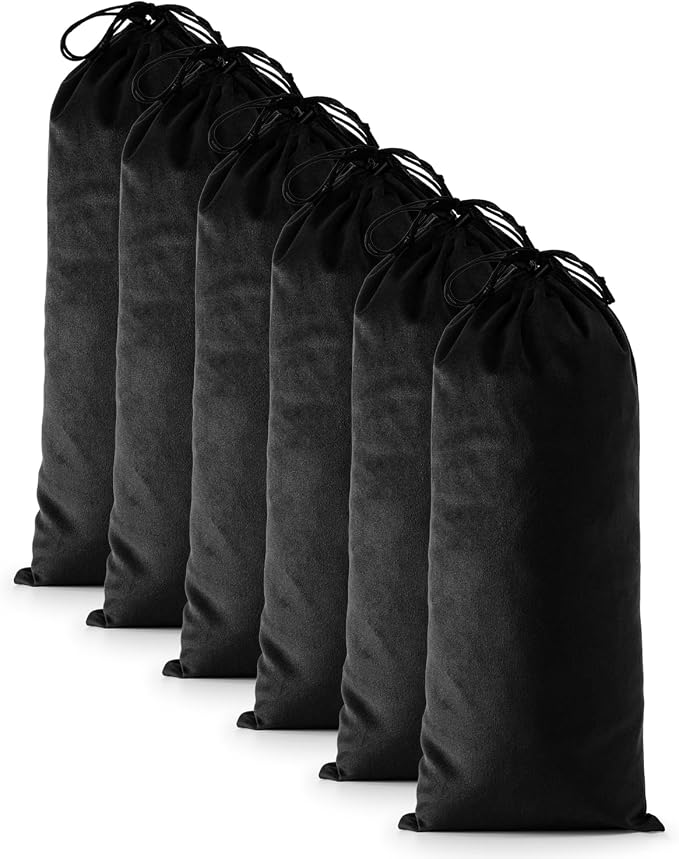 6 Pcs Single Shoe Bags for Travel, Velvet Bag, Black Beauty, 17.3x8.6 Inch | Washable & Reusable Travel Shoe Bags, Dustproof Shoe Bags with Drawstring Closure, Suitable for Travel, Home Storage