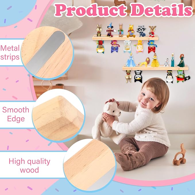 for Tonies Box Shelf Storage Magnetic Wall Mounted Set of 2, Compatible with Tonies Characters Figures Player Character for Children Room (Natura)