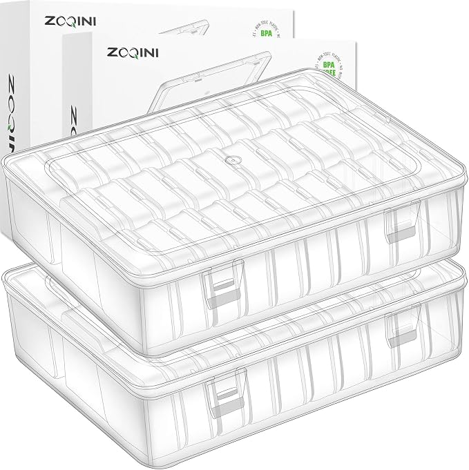 Bead Organizer, 60Pcs Small Clear Plastic Bead Storage Containers with Label, 2 Large Craft Storage Cases with Hinged Lid, Storage Box for Jewelry Making Diamond Art Bracelet Seed Screw Mini Parts