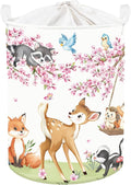 Clastyle Forest Animal Baby Storage Basket Leaf Kid Laundry Hamper Boy Girl Gift Toy Box Collapsible Clothes Organizer Nursery Bin for Bedroom, Cherry Deer, 36x45 cm