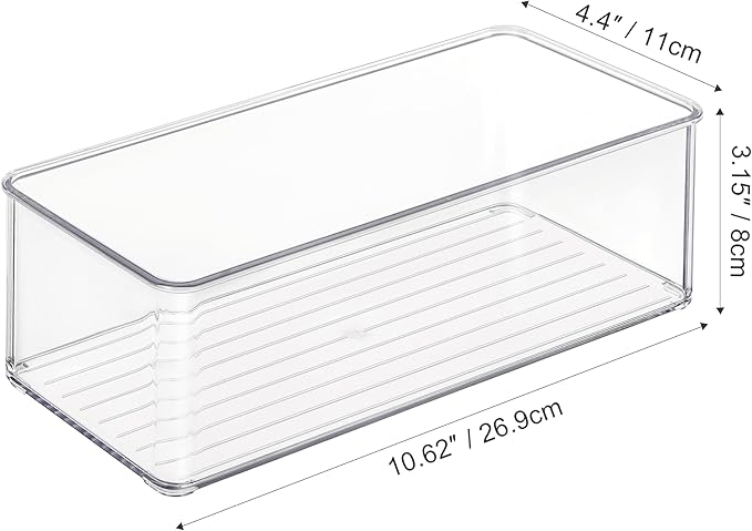 Heyuzb 4 PACK Freezer Organizer Bins Clear Stackable Storage Bins for Fridge Organization and Storage