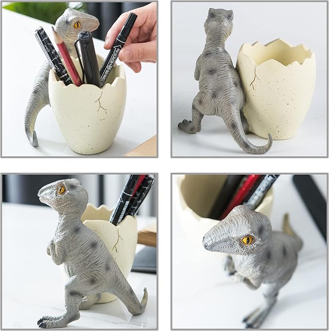Cute Pencil Holder Funny Dinosaur Desk Accessories,Pen Organizer for Home and Office Decorative Supplies,Decor Toothcup,Resin Gift for Man and Women