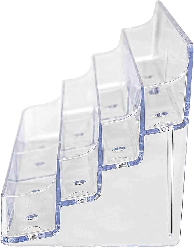 Business Card Holder Acrylic Eight Slots Four Tier Countertop 3.5" x 2" Space Saver Display for Doctors Offices and Medical Complexes Facilities Retail Shops Estate Agents Clear by Marketing Holders