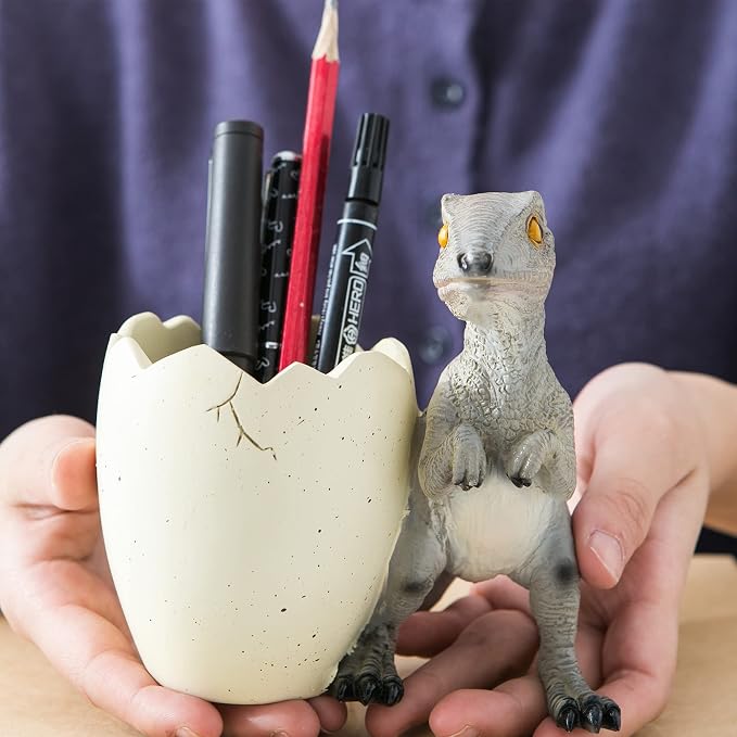 Cute Pencil Holder Funny Dinosaur Desk Accessories,Pen Organizer for Home and Office Decorative Supplies,Decor Toothcup,Resin Gift for Man and Women
