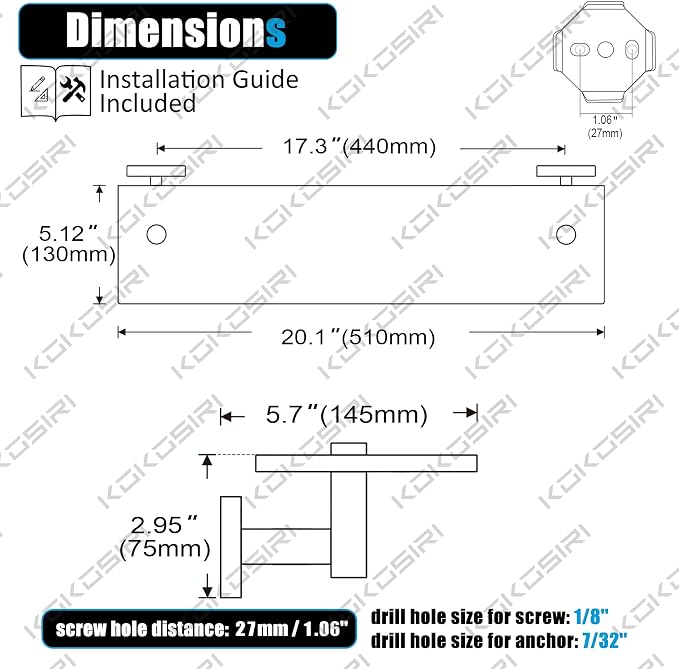 KOKOSIRI Wall Shelves Bathroom Hardware Tempered Glass Floating Shelf Hanging Rack Storage/Room Decor 20-Inch Oil Rubbed Bronze 2 Pack B1105ORB-L20-P2