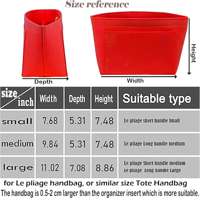 Lckaey bag Organizer Insert for le pliage organizer insert Handbags Organizer1012crimson-S