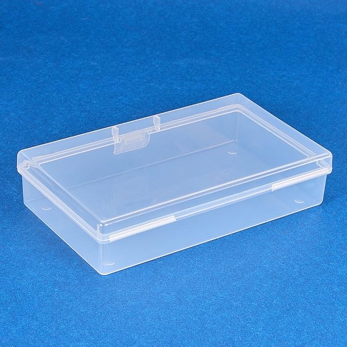BENECREAT 6 Pack 5.2x3x1.18 Clear Plastic Box Clear Storage Case Collection Organizer Container with Hinged Lid for Organizing Small Parts Epoxy Resin Pendant Office Supplies