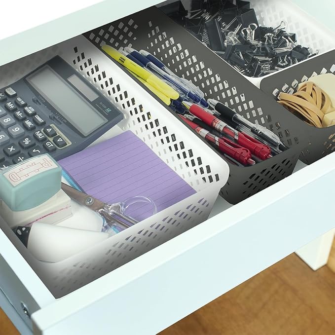 Glad Plastic Storage Basket Set - Multipurpose Drawer Trays, Kitchen Pantry Containers, and Bathroom Bins - Small Organizers, White, 6.25" L x 4.6" W x 2.7" H, 9 Count (Pack of 4)