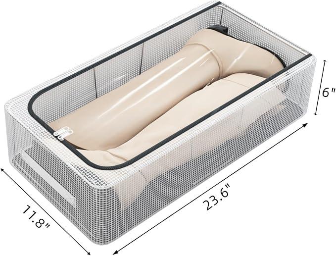 Shoe Closet Organizer for Tall Boots, 3 Pack, 23.6" x 11.8" x 6" | Steel Frame, Waterproof PVC Cloth, Stackable Storage Boxes for Under-Bed, Bedroom Dormitory