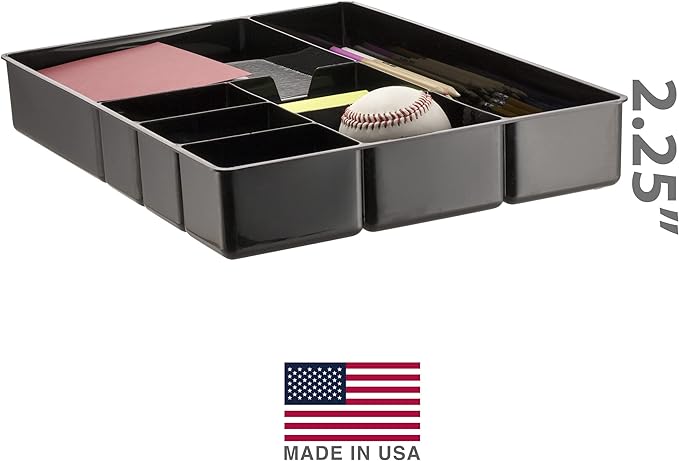 Officemate Deep Drawer Organizer Tray, 8 Compartments, 2 1/4"H x 15 1/8"W x 11 1/2"D, Black