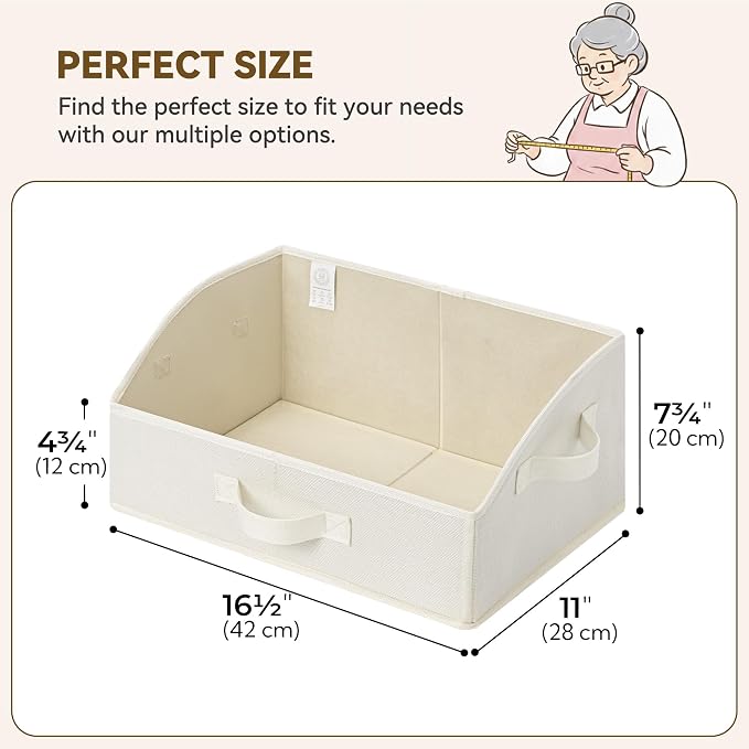 GRANNY SAYS Purse Organizer for Closet, Trapezoid Storage Bins, Closet Organizers and Storage, Decorative Storage Baskets for Shelves, Clothes, Toys, Towels, Pearl White, 3-Pack