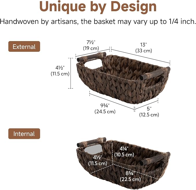 Storageworks Small Wicker Basket, Organizer Baskets for Shelves, Wicker Baskets for Storage, Decorative Storage Toilet Paper Basket, Vintage Home Decor, Water Hyacinth