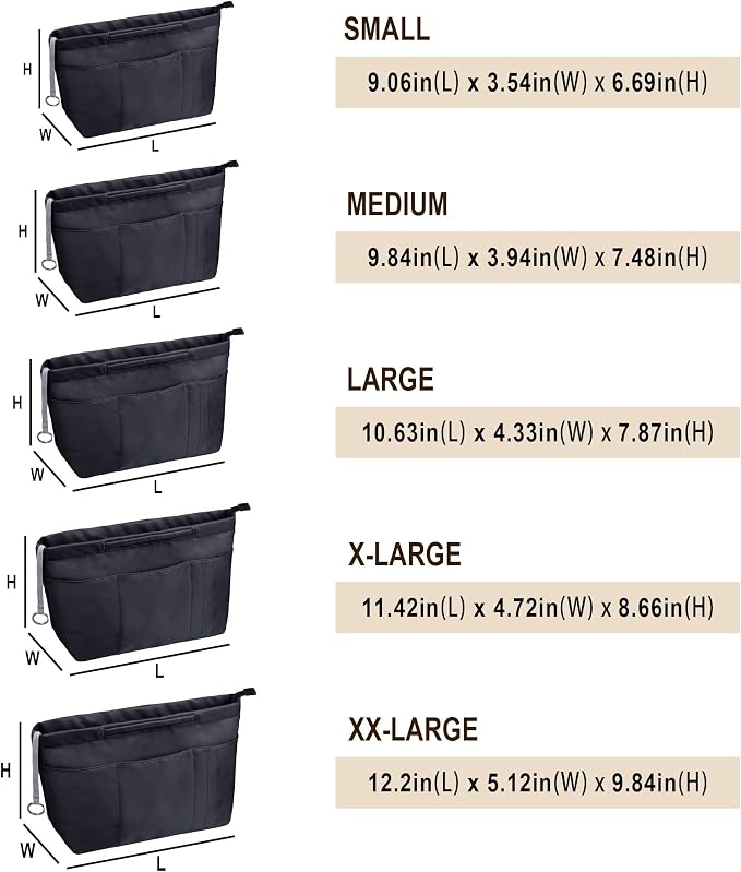 Vercord Purse Insert Organizers for Tote Handbag Bag in Bag with Zipper Liner Bag Organizer for Women 14 pockets