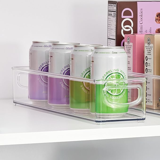 iDesign Slim Clear Plastic Storage Bin, Extra Long Narrow, 4-Pack | Stackable, For Kitchen and Pantry