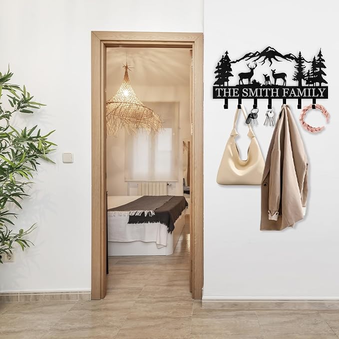 Dyoart, Personalized Key Holder for Wall - Metal Key Hooks for Wall Organizer, Deer Forest Theme Key Rack Wall Mount, Key Hanger Organizer for Kitchen, Entryway, Hallway, Office Decor