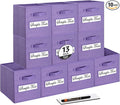 13x13x13 storage cube bins (Set of 10) Fabric storage cubes with 10 Labels Window Cards & a Pen, storage cubes 13x13, Collapsible 13 inch cube storage bins, Cubby Organizer Boxes, Purple