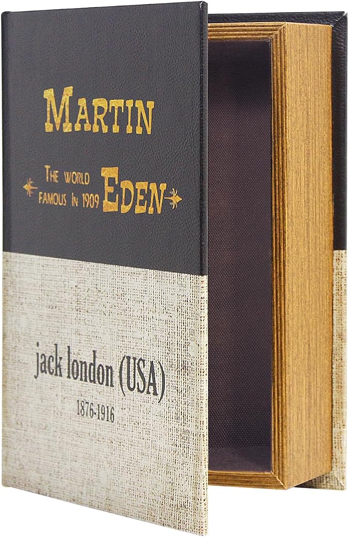 Decorative Book Boxes, Faux Wood cover Storage for Hidden Jewelry, Money, and Cash (Jack London)