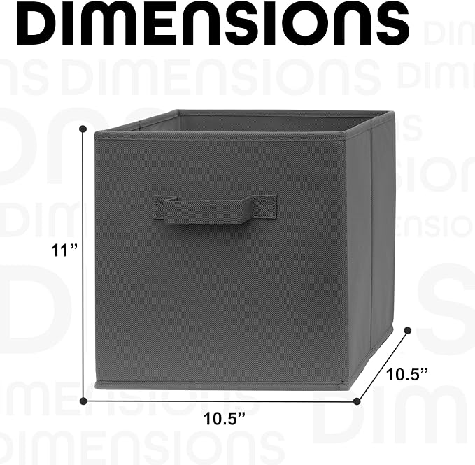 11x11 Cube Storage Bins - 2 Pack - 11 Inch Cube Storage Bin for Bedroom, Living Room, Clothes and Toys; 2 Handles, Foldable Cubby Organizer Bin