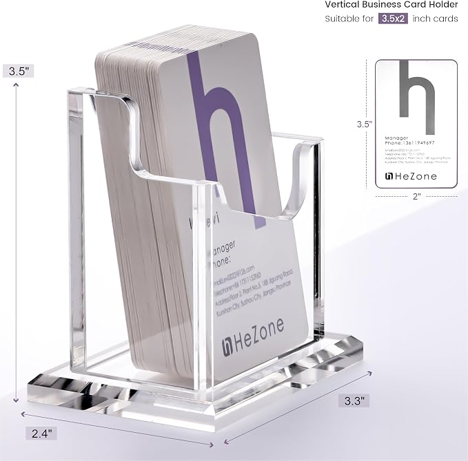 HeZone Vertical Business Card Holder Display for Desk 1 Slot Acrylic Business Card Stand Rack for Women and Men (1 Slot Vertical) for Exhibition,Home&Office