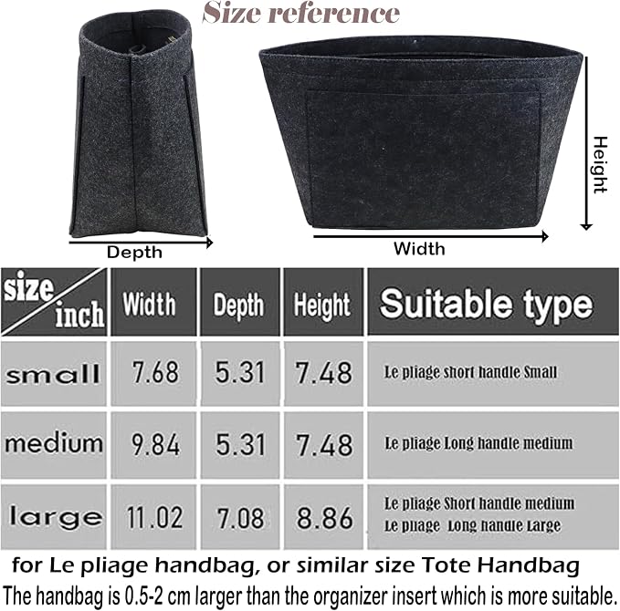 Lckaey Purse Organizer Insert for le pliage large Handbags Insert Organizer1012grey-M