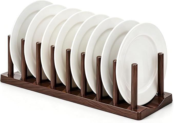 Berglander Dish Rack 14", Adjustable Vertical Plate & Lid Organizer for Kitchen Cabinet or Countertop, Drying Stand for Dishes, Cutting Boards, Pot Lids, Food Container Lids, Cups, Bakeware & Books