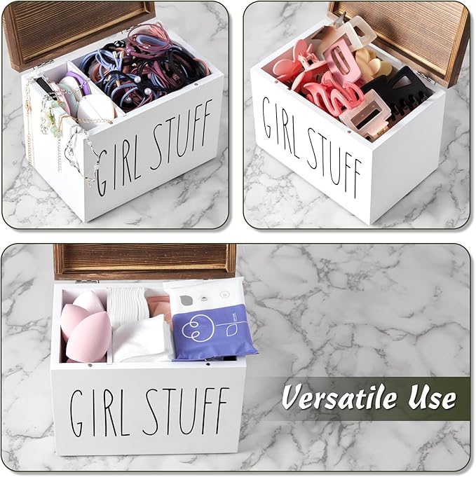 DRASTAR Tampon Holder for Bathroom, Feminine Product Organizer, Pad Organize Case with hinged lid, Shark Week Tampon Storage, Lady Stuff Box for Bathroom Accessories