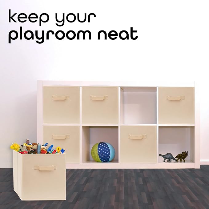 11x11 Cube Storage Bins - 2 Pack - 11 Inch Cube Storage Bin for Bedroom, Living Room, Clothes and Toys; 2 Handles, Foldable Cubby Organizer Bin