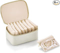 VLANDO Travel Jewelry Case with 8 Velvet Jewelry Bags Jewelry Travel Organizer Box for Girls Jewelry Box for Rings Earrings Brides Gifts Birthday Gifts for Women Teen(White)