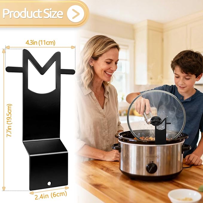 Crock Pot Lid Holder - 2 Pack Space-Saving Slow Cooker Lid Rack Anti-Spill | Support for Pre/Post Meal Tasks, Fits Most Lids for Home & Apartment Kitchens