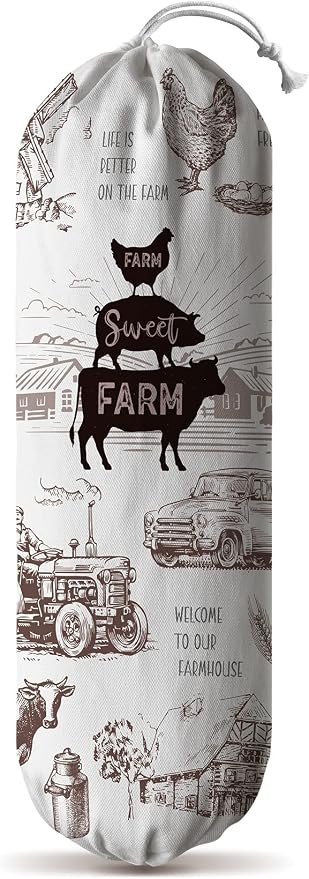 Hglian Grocery Plastic Bag Holder,Cow Rooster Plastic Bags Organizer Storage for Kitchen,Farmhouse Home Decor