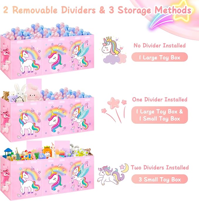 Mabahoo Extra Large Toy Box Chest, Collapsible Toy Storage Organizer with Lids, 40"X14"X16" Sturdy Large Kids Toy Storage Bins Boxes Baskets for Girls, Boys, Nursery, Playroom, Pink