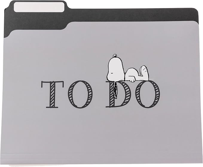 Snoopy File Folders Pack by Graphique, Set of 9 (3 Designs), Letter Size Organizers, Decorative Office Supplies, 1/3-Cut Tabs