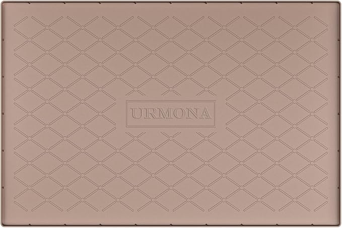 URMONA 31" x 22" Waterproof Silicone Mat in Multiple Sizes & Colors, Under Sink Mat for Kitchen & Bathroom, Pet Food Pad for Dogs & Cats, Kitchen Cabinet Liner, Multi-Purpose for Storage(Khaki)