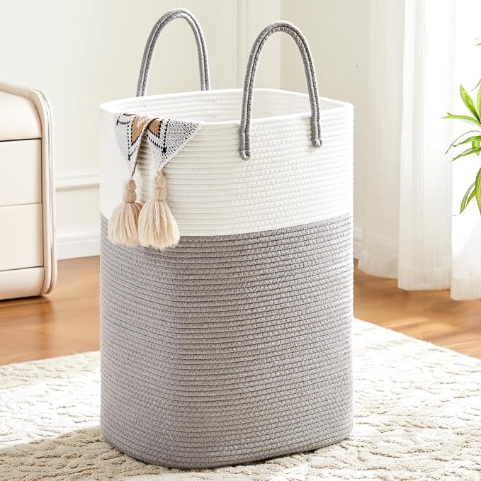 Artfeel Laundry Basket,Woven Cotton Rope Laundry Hamper,40L Versatile Storage for Dirty Clothes,Baby Toys,and Blankets in Bathroom, Nursery,and Living Room