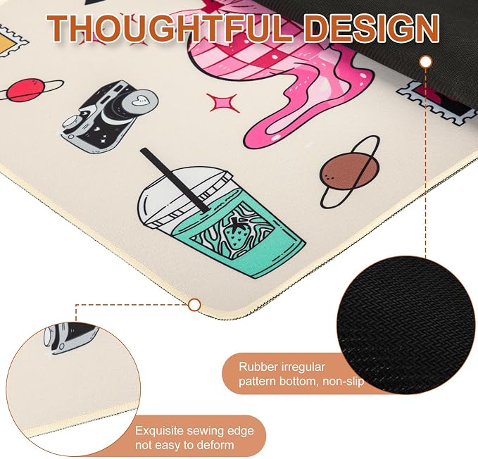 L-SPOUTTO Cute Desk Mat for Keyboard and Mouse,Girly XXL Large Mouse Pad | Non-Slip Keyboard Pad Waterproof Desktop Mat for Laptop Computer Work Game Home Office-Cartoon