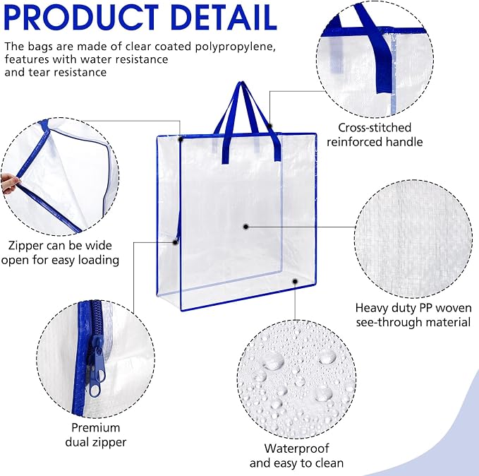 8 Pcs Clear Wreath Storage Bags 26 Inch Garland Container Door Garland Holiday Wreath Storage Holder with Handle and Zipper Heavy Duty Plastic Packing Totes(Blue)