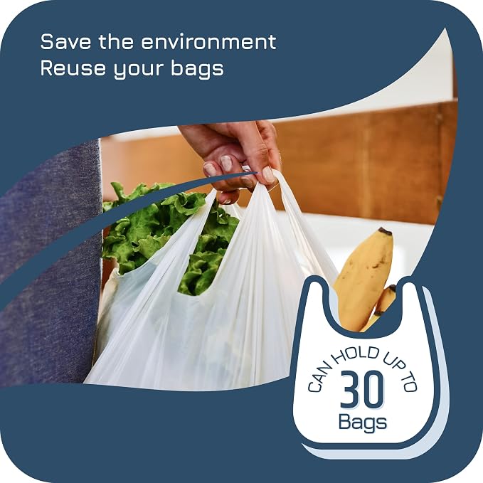 Manterio Wall Mount Plastic Bag Organizer | Durable Plastic Grocery Bag Saver | Smudge Proof, Fingerprint Resistant (Cream)