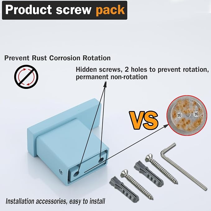 RANDOM Clear Sky Blue Towel Hooks for Bathrooms Square Shower Hooks Stainless Steel Wall Mount Coat Hook.96009-8CKB