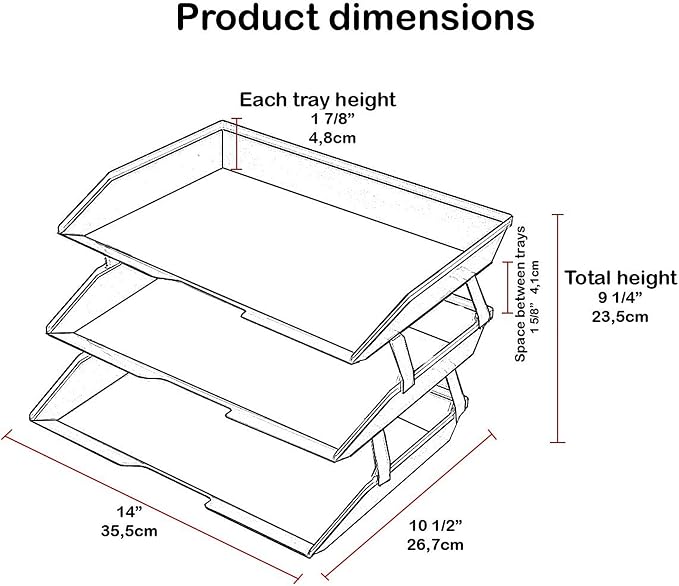 Acrimet Facility 3 Tier Letter Tray, Side Load, Letter Size/A4, Desktop File Organizer, Plastic (White Color)