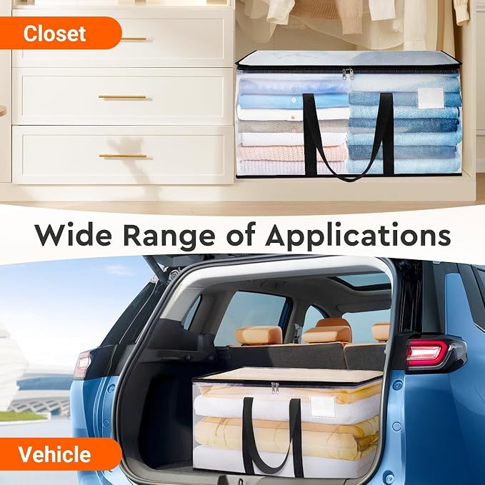 BlissTotes Moving Bags, 93L 4-Pack Storage Bags, Moving Box Heavy Duty Extra Large, Moving Totes with Zipper, Large Packing Bag with Reinforced Handles, Boxes for Packaging Moving